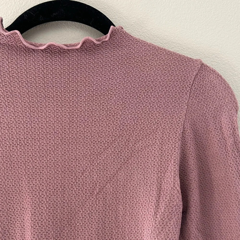 Free People Pink Ruffle Neck Bodysuit - Picture 2 of 8